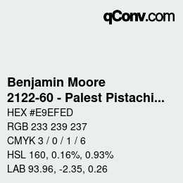 カラーコード: Benjamin Moore - 2122-60 - Palest Pistachio | qconv.com