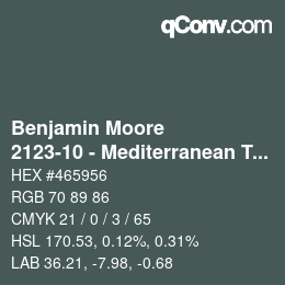 Color code: Benjamin Moore - 2123-10 - Mediterranean Teal | qconv.com