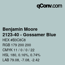 Código de color: Benjamin Moore - 2123-40 - Gossamer Blue | qconv.com