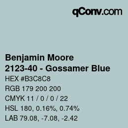 Code couleur: Benjamin Moore - 2123-40 - Gossamer Blue | qconv.com