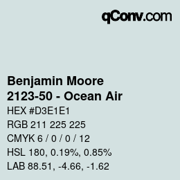 Código de color: Benjamin Moore - 2123-50 - Ocean Air | qconv.com