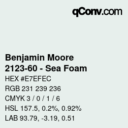 Code couleur: Benjamin Moore - 2123-60 - Sea Foam | qconv.com
