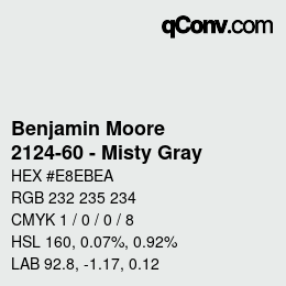 Color code: Benjamin Moore - 2124-60 - Misty Gray | qconv.com