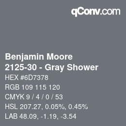 Color code: Benjamin Moore - 2125-30 - Gray Shower | qconv.com