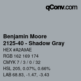 Color code: Benjamin Moore - 2125-40 - Shadow Gray | qconv.com