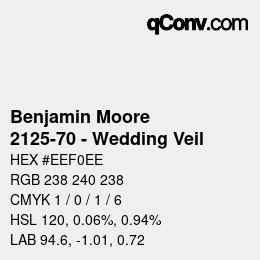 Color code: Benjamin Moore - 2125-70 - Wedding Veil | qconv.com