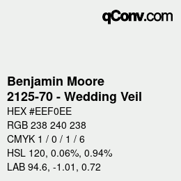 カラーコード: Benjamin Moore - 2125-70 - Wedding Veil | qconv.com