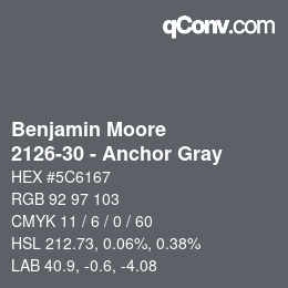 Color code: Benjamin Moore - 2126-30 - Anchor Gray | qconv.com