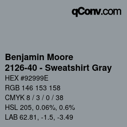 Code couleur: Benjamin Moore - 2126-40 - Sweatshirt Gray | qconv.com