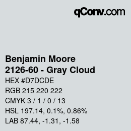 Código de color: Benjamin Moore - 2126-60 - Gray Cloud | qconv.com