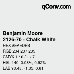 Código de color: Benjamin Moore - 2126-70 - Chalk White | qconv.com