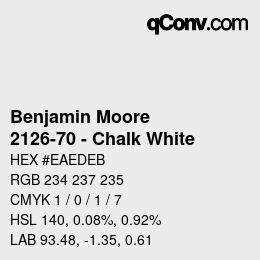 カラーコード: Benjamin Moore - 2126-70 - Chalk White | qconv.com