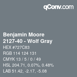 Código de color: Benjamin Moore - 2127-40 - Wolf Gray | qconv.com