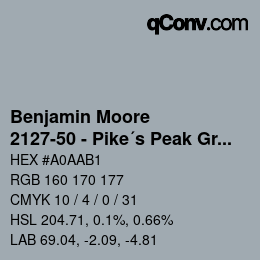 Code couleur: Benjamin Moore - 2127-50 - Pike´s Peak Gray | qconv.com
