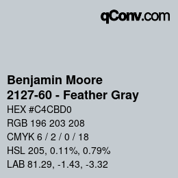 Code couleur: Benjamin Moore - 2127-60 - Feather Gray | qconv.com