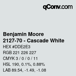 Color code: Benjamin Moore - 2127-70 - Cascade White | qconv.com