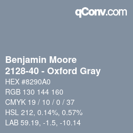 Farbcode: Benjamin Moore - 2128-40 - Oxford Gray | qconv.com