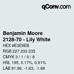 Color code: Benjamin Moore - 2128-70 - Lily White | qconv.com