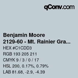 Color code: Benjamin Moore - 2129-60 - Mt. Rainier Gray | qconv.com
