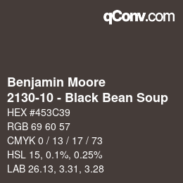 Código de color: Benjamin Moore - 2130-10 - Black Bean Soup | qconv.com