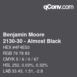 Color code: Benjamin Moore - 2130-30 - Almost Black | qconv.com