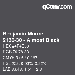 Código de color: Benjamin Moore - 2130-30 - Almost Black | qconv.com