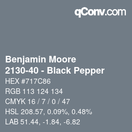 Farbcode: Benjamin Moore - 2130-40 - Black Pepper | qconv.com