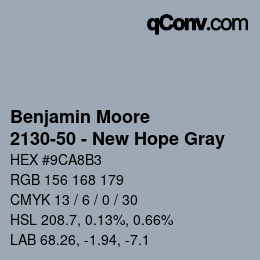 Color code: Benjamin Moore - 2130-50 - New Hope Gray | qconv.com