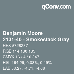 Código de color: Benjamin Moore - 2131-40 - Smokestack Gray | qconv.com