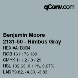 Código de color: Benjamin Moore - 2131-50 - Nimbus Gray | qconv.com