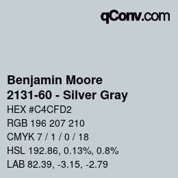 Código de color: Benjamin Moore - 2131-60 - Silver Gray | qconv.com