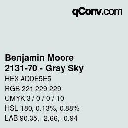 Code couleur: Benjamin Moore - 2131-70 - Gray Sky | qconv.com
