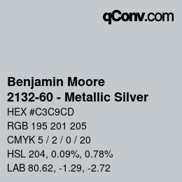 Código de color: Benjamin Moore - 2132-60 - Metallic Silver | qconv.com