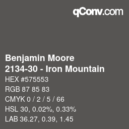 Código de color: Benjamin Moore - 2134-30 - Iron Mountain | qconv.com