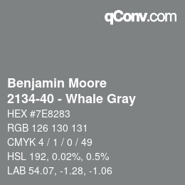 Código de color: Benjamin Moore - 2134-40 - Whale Gray | qconv.com