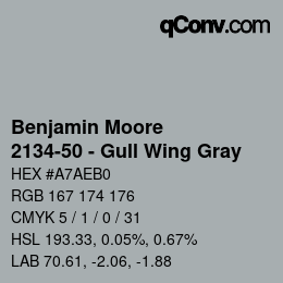 Color code: Benjamin Moore - 2134-50 - Gull Wing Gray | qconv.com