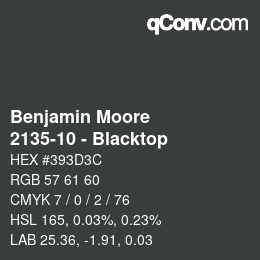 Code couleur: Benjamin Moore - 2135-10 - Blacktop | qconv.com