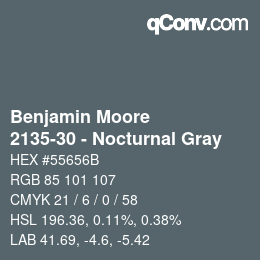 Code couleur: Benjamin Moore - 2135-30 - Nocturnal Gray | qconv.com