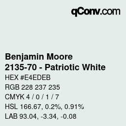 Código de color: Benjamin Moore - 2135-70 - Patriotic White | qconv.com