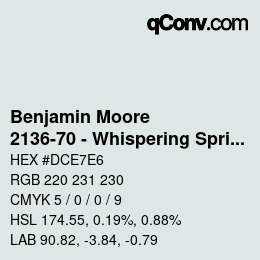 Color code: Benjamin Moore - 2136-70 - Whispering Spring | qconv.com