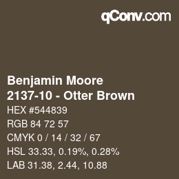 カラーコード: Benjamin Moore - 2137-10 - Otter Brown | qconv.com