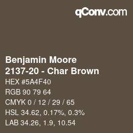 Color code: Benjamin Moore - 2137-20 - Char Brown | qconv.com