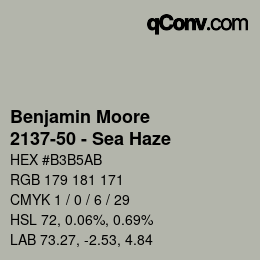 Código de color: Benjamin Moore - 2137-50 - Sea Haze | qconv.com