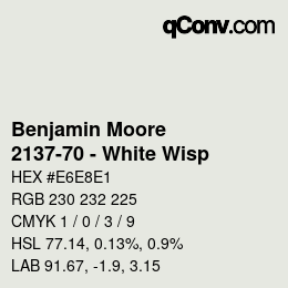 Código de color: Benjamin Moore - 2137-70 - White Wisp | qconv.com