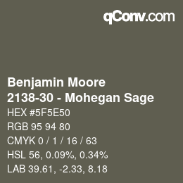 Código de color: Benjamin Moore - 2138-30 - Mohegan Sage | qconv.com