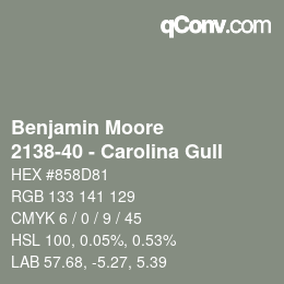 Código de color: Benjamin Moore - 2138-40 - Carolina Gull | qconv.com