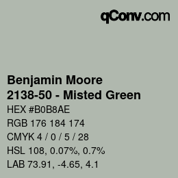 Código de color: Benjamin Moore - 2138-50 - Misted Green | qconv.com