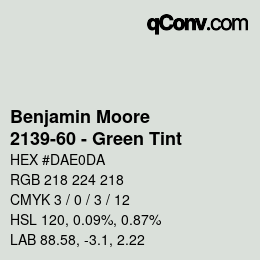 Color code: Benjamin Moore - 2139-60 - Green Tint | qconv.com