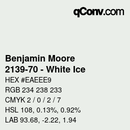 Color code: Benjamin Moore - 2139-70 - White Ice | qconv.com