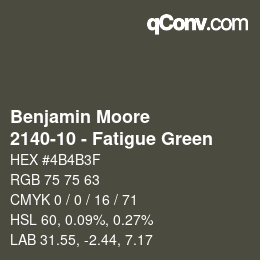 Color code: Benjamin Moore - 2140-10 - Fatigue Green | qconv.com